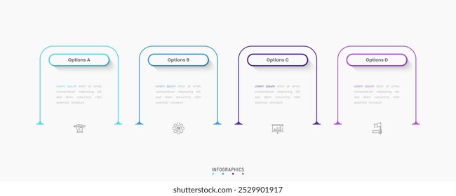 Vector Infographic label design template with icons and 4 options or steps. Can be used for process diagram, presentations, workflow layout, banner, flow chart, info graph.