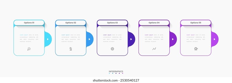 Vector Infographic label design template with icons and 5 options or steps. Can be used for process diagram, presentations, workflow layout, banner, flow chart, info graph.