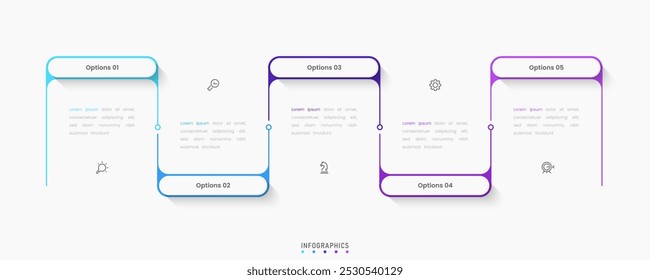 Vector Infografía Plantilla de diseño de etiquetas con iconos y 5 opciones o pasos. Se puede utilizar para el diagrama de proceso, presentaciones, diseño de flujo de trabajo, Anuncio, diagrama de flujo, gráfico de información.