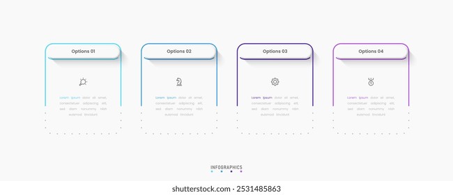 Vector Infografía Plantilla de diseño de etiquetas con iconos y 4 opciones o pasos. Se puede utilizar para el diagrama de proceso, presentaciones, diseño de flujo de trabajo, Anuncio, diagrama de flujo, gráfico de información.