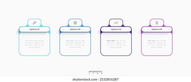 Vector Infographic label design template with icons and 4 options or steps. Can be used for process diagram, presentations, workflow layout, banner, flow chart, info graph.