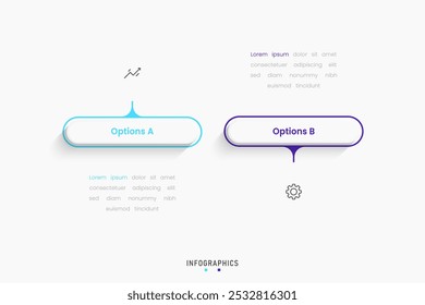 Vector Infographic label design template with icons and 2 options or steps. Can be used for process diagram, presentations, workflow layout, banner, flow chart, info graph.