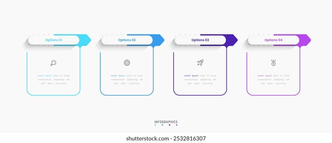 Vector Infographic label design template with icons and 4 options or steps. Can be used for process diagram, presentations, workflow layout, banner, flow chart, info graph.