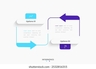 Vector Infographic label design template with icons and 2 options or steps. Can be used for process diagram, presentations, workflow layout, banner, flow chart, info graph.