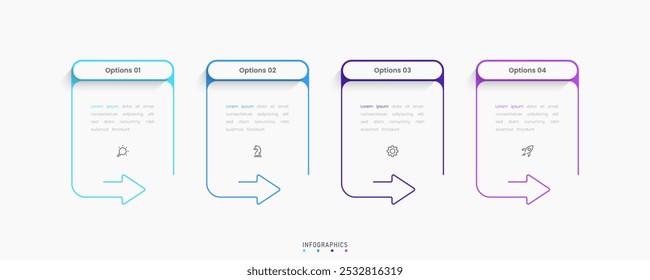 Vector Infographic label design template with icons and 4 options or steps. Can be used for process diagram, presentations, workflow layout, banner, flow chart, info graph.
