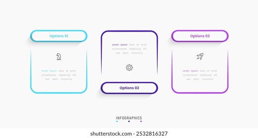 Vector Infographic label design template with icons and 3 options or steps. Can be used for process diagram, presentations, workflow layout, banner, flow chart, info graph.