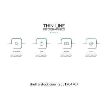 Modelo de design de rótulo de Infográfico de Vetor com ícones e 4 opções ou etapas. Pode ser usado para diagrama de processo, apresentações, layout de fluxo de trabalho, banner, fluxograma, gráfico de informações.