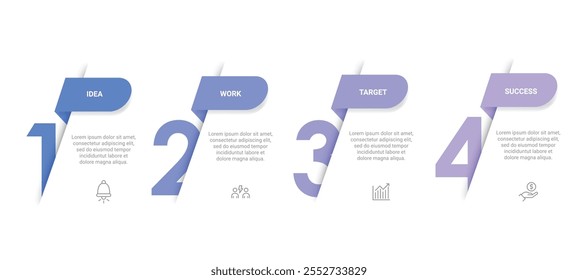 Vector Infographic label design template with icons and 4 options or steps. Can be used for process diagram, presentations, workflow layout, banner, flow chart, info graph.