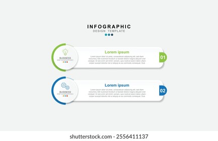 Vector Infographic label design template with icons and 2 options or steps.