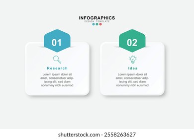 Vector Infographic label design template with icons and 2 options or steps.