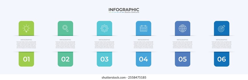 Vector Infographic label design template with icons and 6 options or steps. Can be used for process diagram, presentations, workflow layout, banner, flow chart, info graph