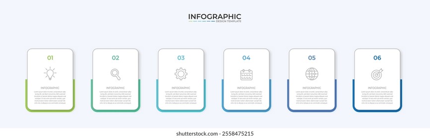 Vector Infographic label design template with icons and 6 options or steps. Can be used for process diagram, presentations, workflow layout, banner, flow chart, info graph