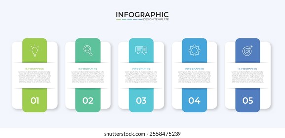Vector Infographic label design template with icons and 5 options or steps. Can be used for process diagram, presentations, workflow layout, banner, flow chart, info graph