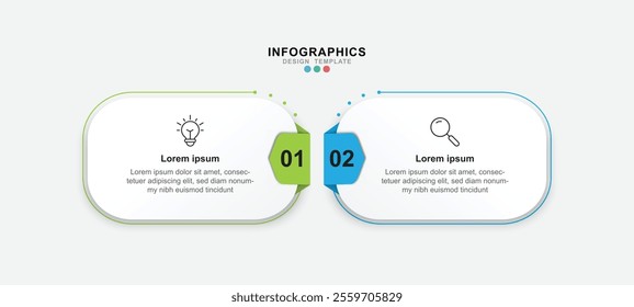 Vector Infographic label design template with icons and 2 options or steps.