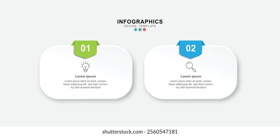 Vector Infographic label design template with icons and 2 options or steps. Can be used for process diagram, presentations