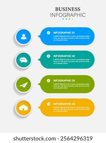 Vector infographic label design template with modern circle layout. Business concept with 4 steps, options.