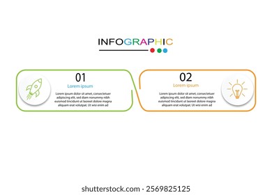 Vector Infographic label design template with icons and 2 options or steps. Can be used for process diagram, presentations, workflow layout, banner, flow