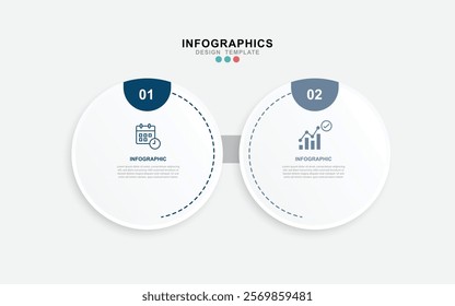 Vector Infographic label design template with icons and 2 options or steps.