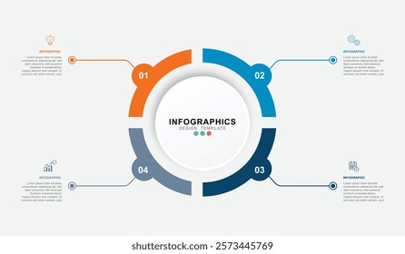 Vector Infographic label design template. process diagram with icons and 4 options or steps.