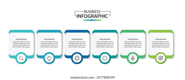 Vector Infographic label design template with icons and 6 options or steps