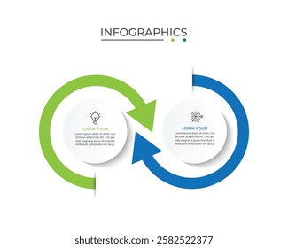 Vector Infographic label design template with icons and 2 options or steps.