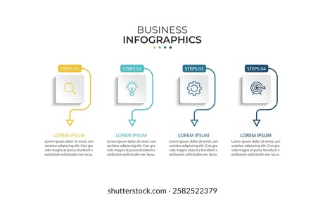 Vector Infographic label design template with icons and 4 options or steps.