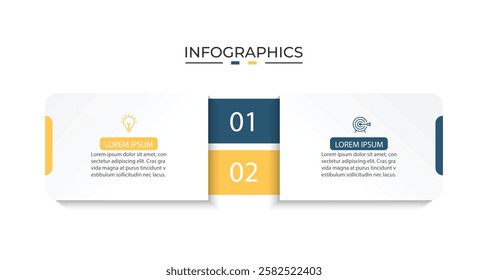 Vector Infographic label design template with icons and 2 options or steps.