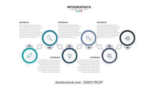 Vector Infographic label design template with icons and 6 options or steps. for your business data. Vector Illustration.
