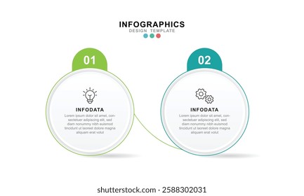 Vector Infographic label design template with icons and 2 options or steps.