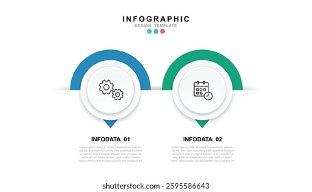 Vector Infographic label design template with icons and 2 options or steps.