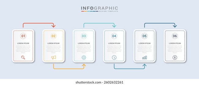Vector Infographic label design template with icons and 6 options or steps. Can be used for process diagram, presentations, workflow layout, banner, flow chart, info graph