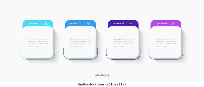 Vector Infographic label design template with icons and 4 options or steps. Can be used for process diagram, presentations, workflow layout, banner, flow chart, info graph.