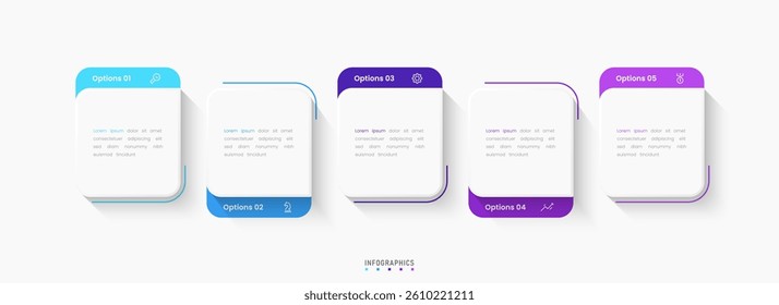 Vector Infographic label design template with icons and 5 options or steps. Can be used for process diagram, presentations, workflow layout, banner, flow chart, info graph.