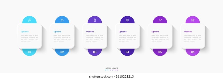 Vector Infographic label design template with icons and 6 options or steps. Can be used for process diagram, presentations, workflow layout, banner, flow chart, info graph.