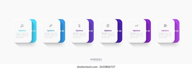 Vector Infographic label design template with icons and 6 options or steps. Can be used for process diagram, presentations, workflow layout, banner, flow chart, info graph.