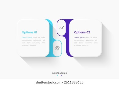 Vector Infographic label design template with icons and 2 options or steps. Can be used for process diagram, presentations, workflow layout, banner, flow chart, info graph.