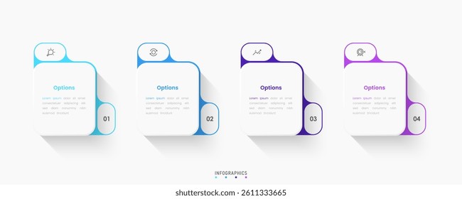 Vector Infographic label design template with icons and 4 options or steps. Can be used for process diagram, presentations, workflow layout, banner, flow chart, info graph.