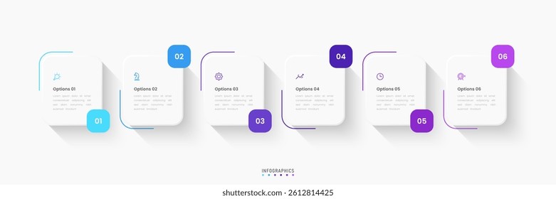 Vector Infographic label design template with icons and 6 options or steps. Can be used for process diagram, presentations, workflow layout, banner, flow chart, info graph.