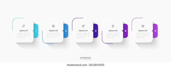 Vector Infographic label design template with icons and 5 options or steps. Can be used for process diagram, presentations, workflow layout, banner, flow chart, info graph.