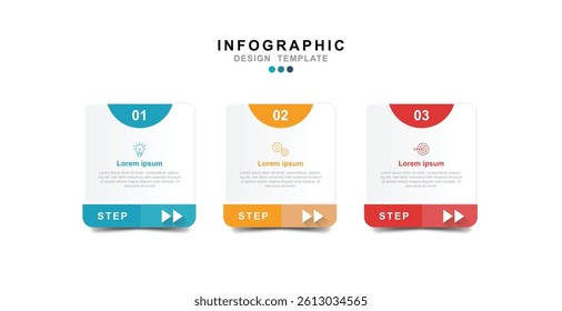  Vector Infographic label design template with icons and 3 options or steps.