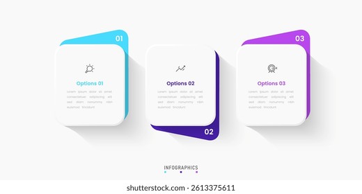 Vector Infographic label design template with icons and 3 options or steps. Can be used for process diagram, presentations, workflow layout, banner, flow chart, info graph.