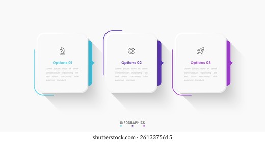 Vector Infographic label design template with icons and 3 options or steps. Can be used for process diagram, presentations, workflow layout, banner, flow chart, info graph.