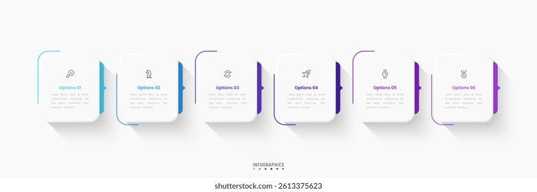 Vector Infographic label design template with icons and 6 options or steps. Can be used for process diagram, presentations, workflow layout, banner, flow chart, info graph.