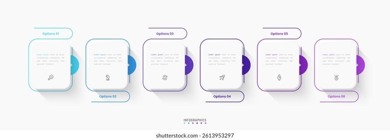Vector Infographic label design template with icons and 6 options or steps. Can be used for process diagram, presentations, workflow layout, banner, flow chart, info graph.