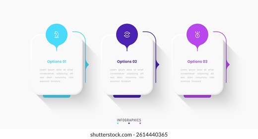 Vector Infographic label design template with icons and 3 options or steps. Can be used for process diagram, presentations, workflow layout, banner, flow chart, info graph.