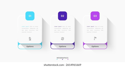 Vector Infographic label design template with icons and 3 options or steps. Can be used for process diagram, presentations, workflow layout, banner, flow chart, info graph.
