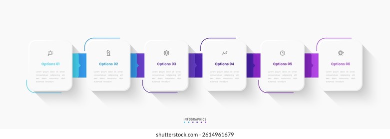 Vector Infographic label design template with icons and 6 options or steps. Can be used for process diagram, presentations, workflow layout, banner, flow chart, info graph.