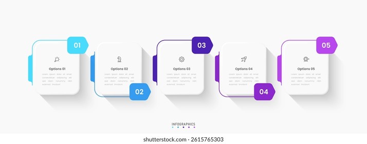 Vector Infographic label design template with icons and 5 options or steps. Can be used for process diagram, presentations, workflow layout, banner, flow chart, info graph.