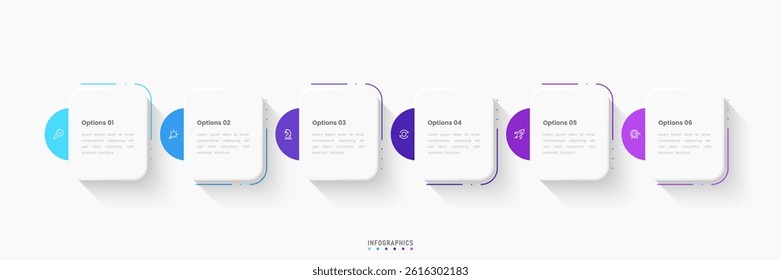 Vector Infographic label design template with icons and 6 options or steps. Can be used for process diagram, presentations, workflow layout, banner, flow chart, info graph.