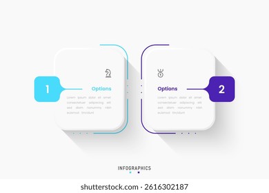 Vector Infographic label design template with icons and 2 options or steps. Can be used for process diagram, presentations, workflow layout, banner, flow chart, info graph.